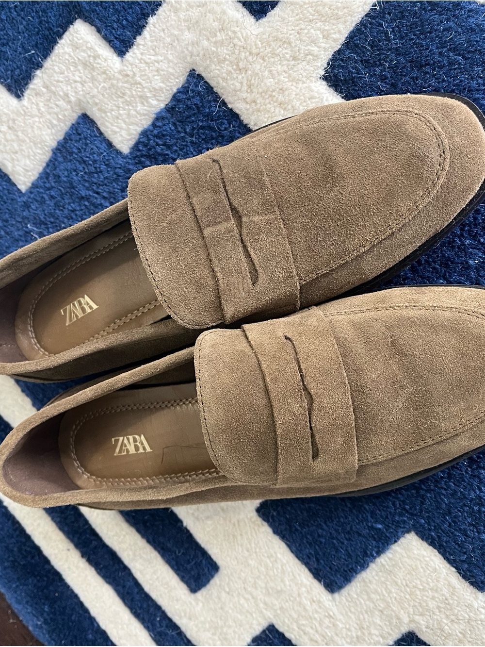 ZARA Tan Suede Penny Loafers